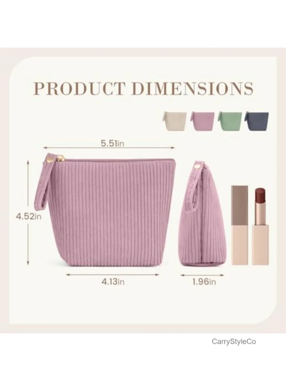 Corduroy Mini Makeup Bag Pouch with Zipper Travel Cosmetic Organizer Purse